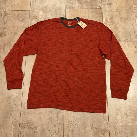 Red Head Brand Co Men’s Long Sleeve Tee Red Heathered Cotton Blend Sz L NWT - Picture 1 of 10
